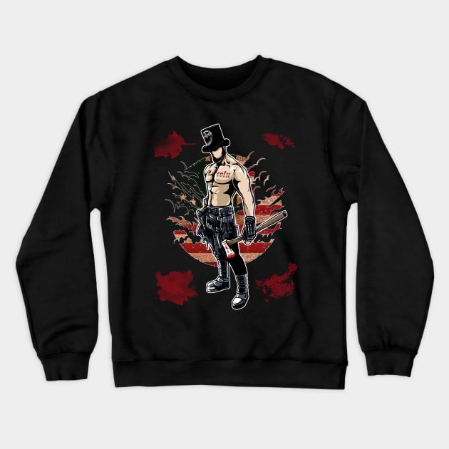 Abraham Lincoln mythical nightmare creature hunter with axe Crewneck Sweatshirt by Stupid Coffee Designs